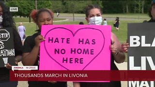 Large crowd marches against racism in Livonia