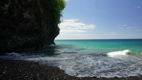 Rough Ocean Waves At The Foot Of A Cliff On A Sunny Day - Nature ASMR