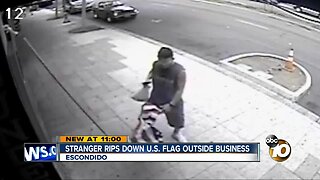 Stranger rips down U.S. flag outside business