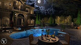 Mediterranean Country House | Night Ambience | Peaceful Water & Forest Nature sounds