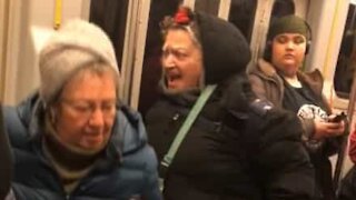 Unhinged elderly woman yells for seat in subway