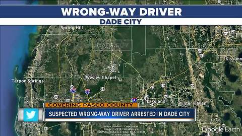 Witness reports wrong-way driver in Dade City, FHP locates and arrests driver for DUI