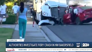 Authorities investigate fiery crash in NW Bakersfield