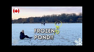 Watching people ice-skate and walking on icy pond ❄️🇨🇦 Toronto Canada Winter