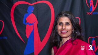 Red Saree promoting heart health of South Asians i