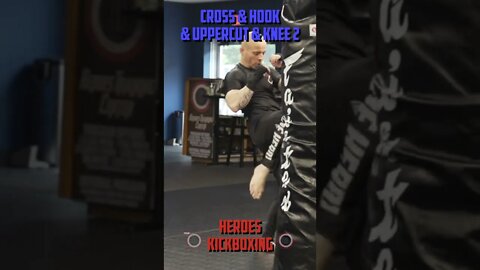 Heroes Training Center | Kickboxing "How To Double Up" Cross & Hook & Uppercut & Knee 2 | #Shorts