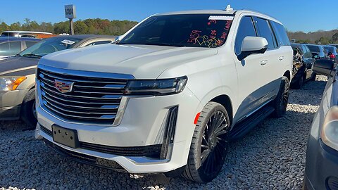 PERFECT CONDITION CADILLAC ESCALADE ON 24 INCH LEXANI WHEELS AT COPART! *ZERO DAMAGE ON THIS TRUCK*