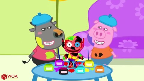 Peppa pig full episodes live stream Animation kids Wolfoo and Lucy Learn Colors with Magic Crayons!