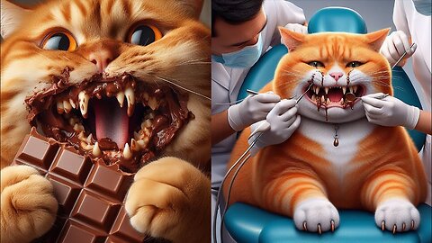 Cat Destroys His Teeth by Eating Chocolate... 🙀 | AiCatYT #cat #kitten #cute #cutecats #funny