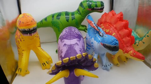 6 Pack Inflatable Dinosaur Toys with Air Pump, Blow up Jumbo Dino Figure Set for Kid Boy Girl