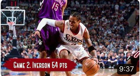 NBA Playoffs 2001. Raptors vs Sixers - Game Highlights. Game 2. Iverson 54 points. HD