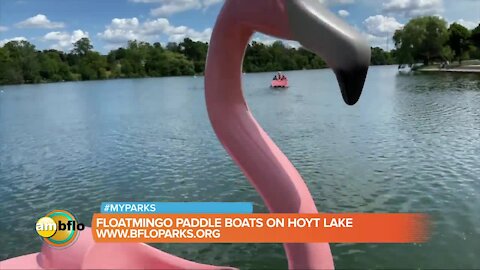 Floatmingo paddle boats on Hoyt Lake