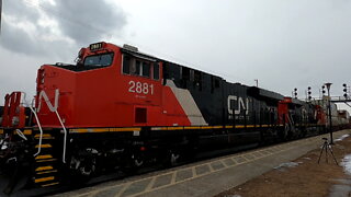 CN 2881 & CN 3901 Locomotive Intermodal Train Eastbound In Ontario