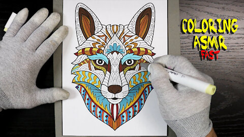 ASMR Coloring A Wolf - Mandala-FAST