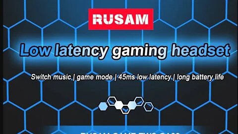 #RUSAM GA33 Gamer Headset Low Latency Bluetooth Headphones HD Noise Cancellation Earphone