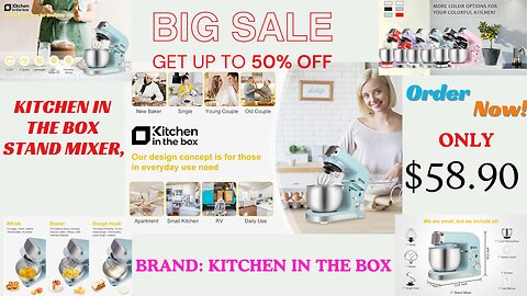 Kitchen in the box Stand Mixer,3.2Qt Small Electric Food Mixer,
