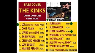 Bass cover THE KINKS __ Chords, Lyrics, Clips, Clocks, MORE