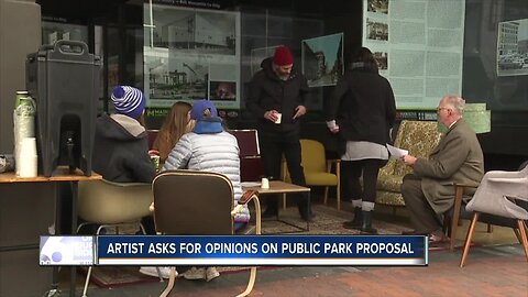 A pop-up living room on 8th and main gathers opinions on new public park artwork