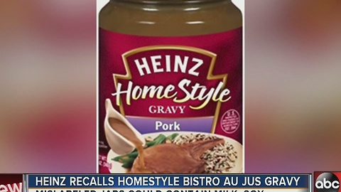Heinz recalls homestyle bistro au jus gravy