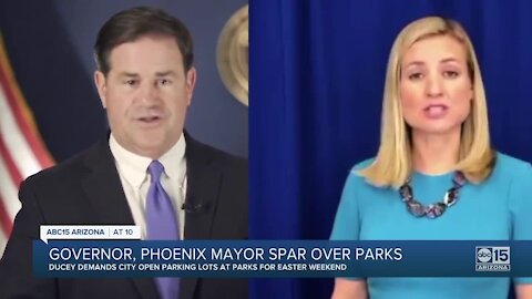 Gov. Doug Ducey, Phoenix Mayor Kate Gallego spar over closing Phoenix park parking lots