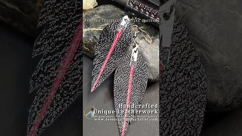 RED SABER, 3 inch, leather feather earrings