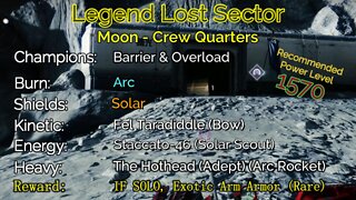 Destiny 2 Legend Lost Sector: Moon - K1 Crew Quarters 9-18-22