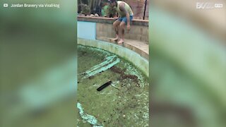 Man slips and falls into dirty pool