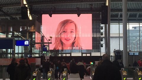 Portrait of Lotte displayed at Grand Central Terminal in Holland