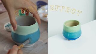 Making the ombre effect with Underglaze on a Mug - Pottery Process