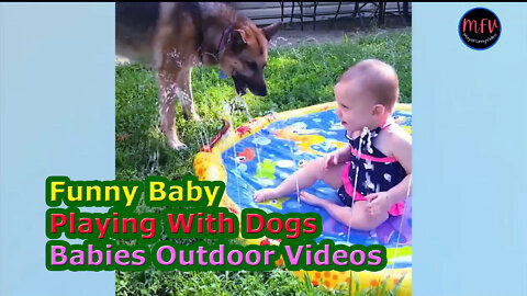 Funny Baby Playing With Dogs || Babies Outdoor Videos