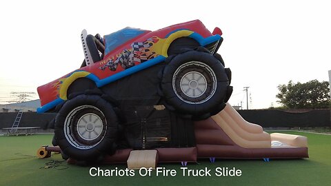 Chariots Of Fire Truck Slide #inflatablefactory #inflatablesale #inflatablesupplier #slide #jumping