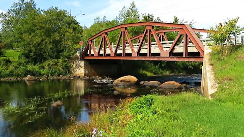 Adirondack Mountains - St. Regis Falls Series - Bridge over River Leaving the Small Town