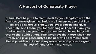 A Harvest of Generosity Prayer (Prayer for Success and Prosperity in Business)