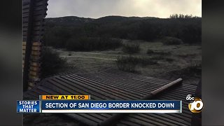 Section of San Diego wall knocked down.