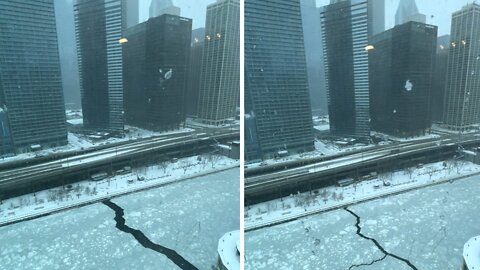 Extreme Arctic winds cause Chicago River to literally freeze over