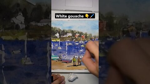 watercolour painting hacks: using white gouache to paint boats