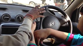 Learning how to drive in India.