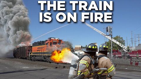 TOP 30 Train On Fire! Norfolk Southern Train Catches With Blown Turbo