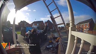 Ladder Fall Caught on Ring Camera | Doorbell Camera Video