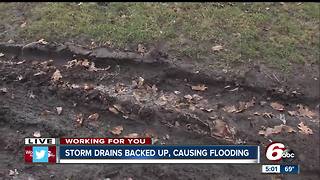 Storm drains backed up, causing flooding because of rain in Indiana