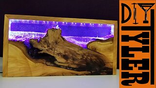 Wood and Resin LED Seascape Lamp