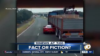 Video shows car driving under a moving semi?