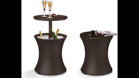 Keter Pacific Cool Bar, Beistelltisch mit Kühlmöglichkeit, Braun, 30L