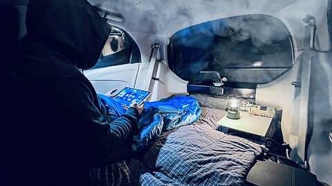 COZY RELAXING CAMPING WITH SMALL CAR IN VERY COLD WEATHER • ASMR