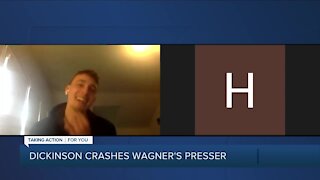 Hunter Dickinson crashes teammate Franz Wagner's press conference