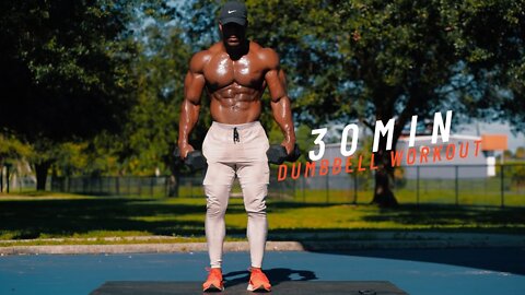 30 MINUTE DUMBBELL WORKOUT | DAILY ROUTINE TO BUILD MUSCLE & LOSE FAT (30 Day Challenge)