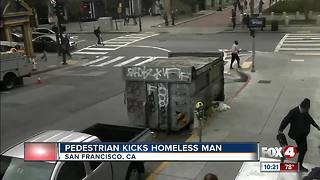 Police looking for man who kicks homeless person