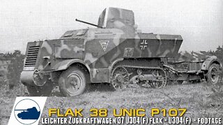 Rare WW2 Unic P107 Leichter Schutzenpanzer Flak 38 - leSPW U304(f) footage.