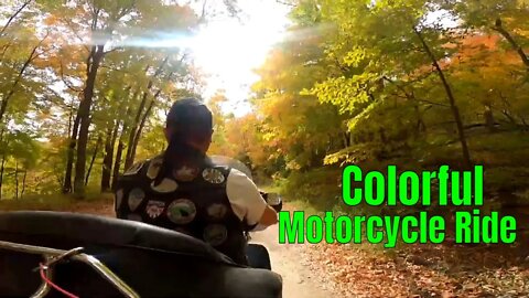 Autumn Motorcycle Ride on Wilderness Drive in Maplewood State Park in Minnesota