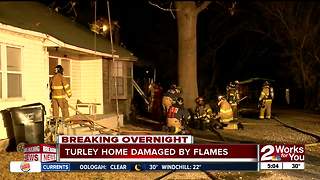 Home damaged by fire in Turley